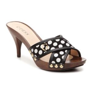 Guess Heels Black White polka dot NEW